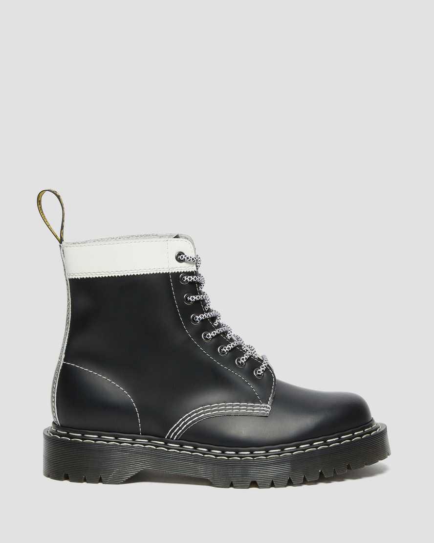 Botines Dr Martens 1460 Pascal Bex Leather Contrast Lace Up Hombre Negras Blancas  España |  65243-JBRZ