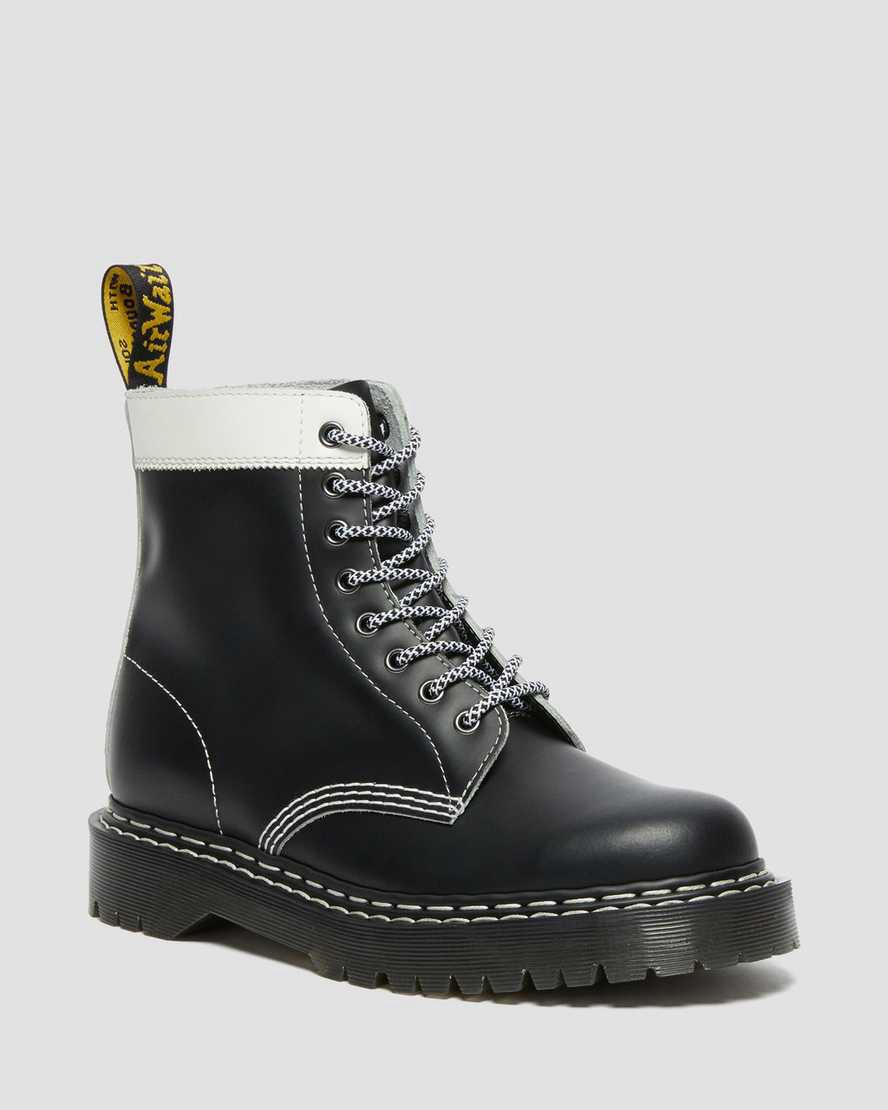Botines Dr Martens 1460 Pascal Bex Leather Contrast Lace Up Hombre Negras Blancas  España |  65243-JBRZ