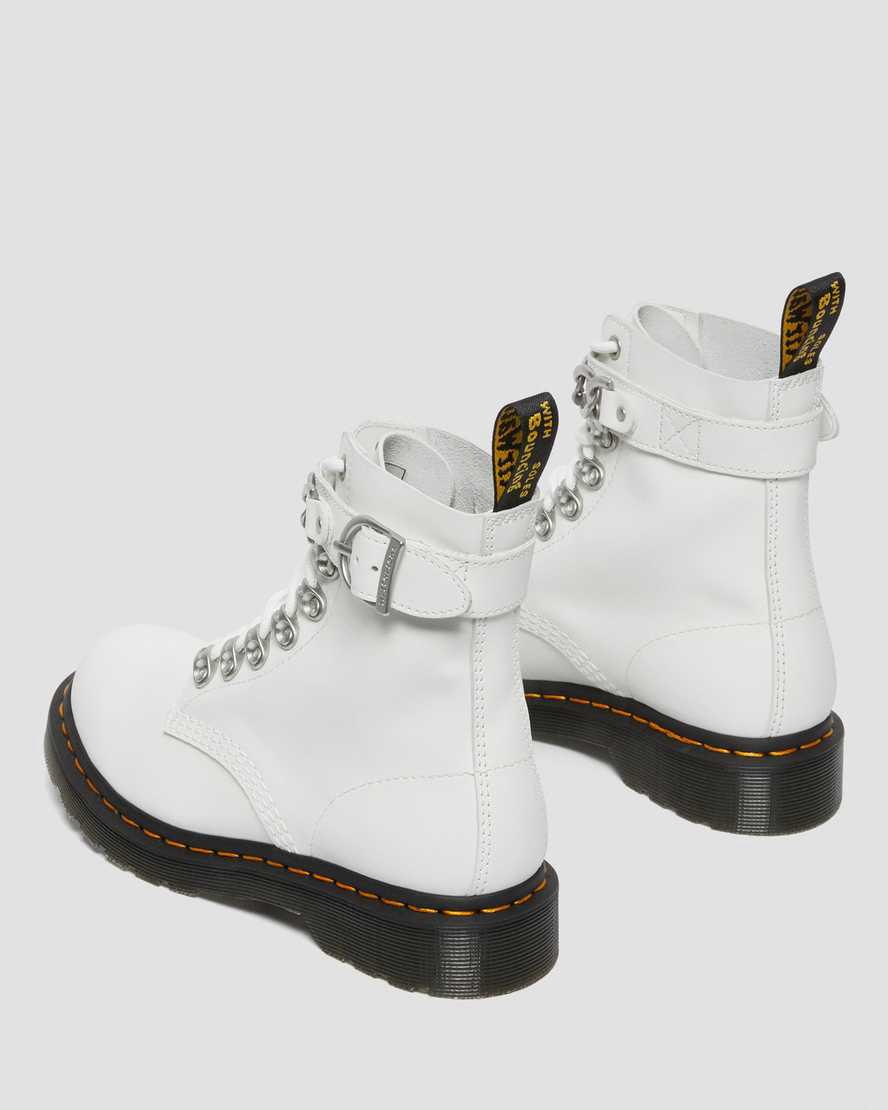 Botines Dr Martens 1460 Pascal Chain Leather Lace Up Mujer Blancas  España |  27605-OXKP