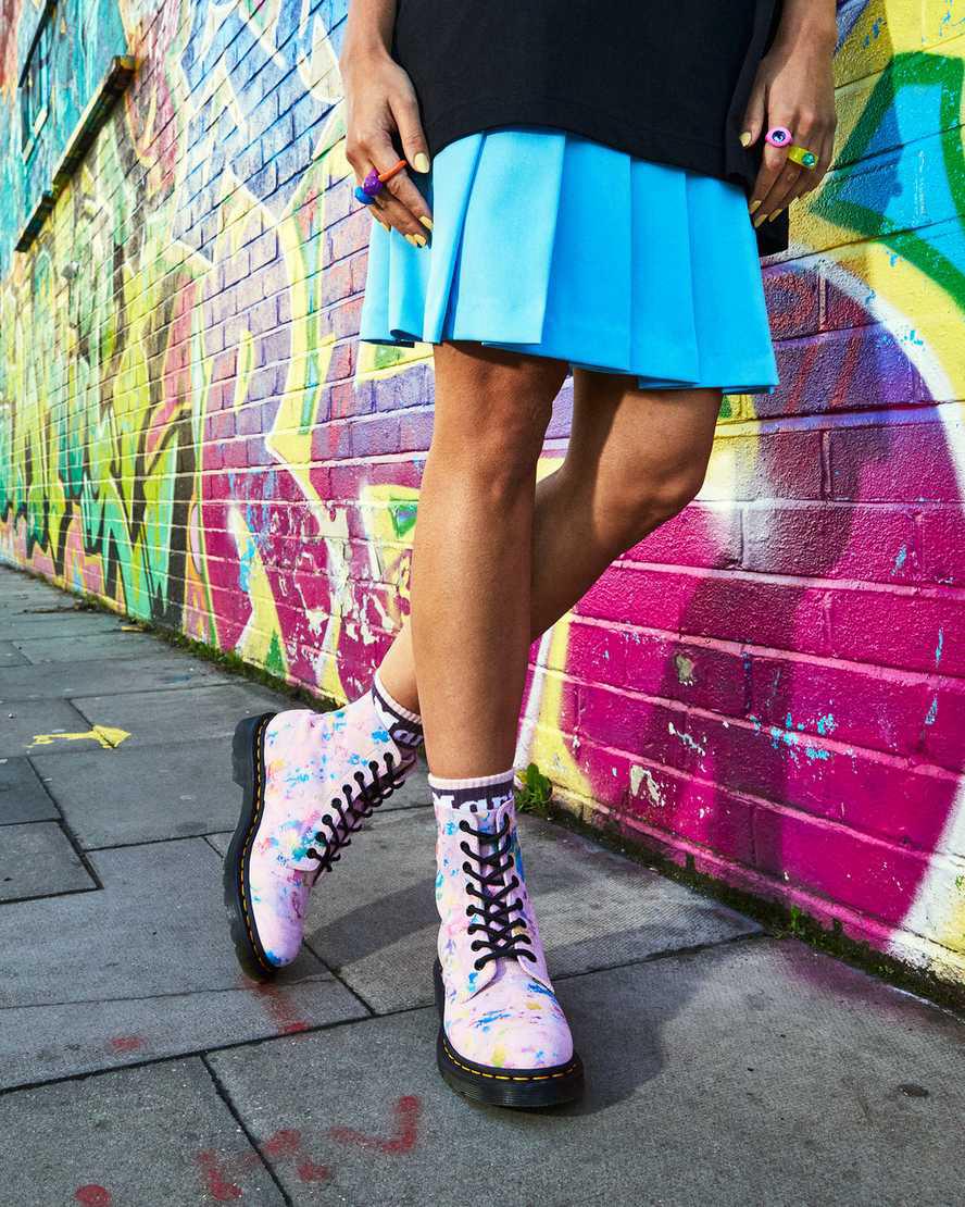 Botines Dr Martens 1460 Pascal Confetti Suede Lace Up Mujer Rosas  España |  27095-BDQH