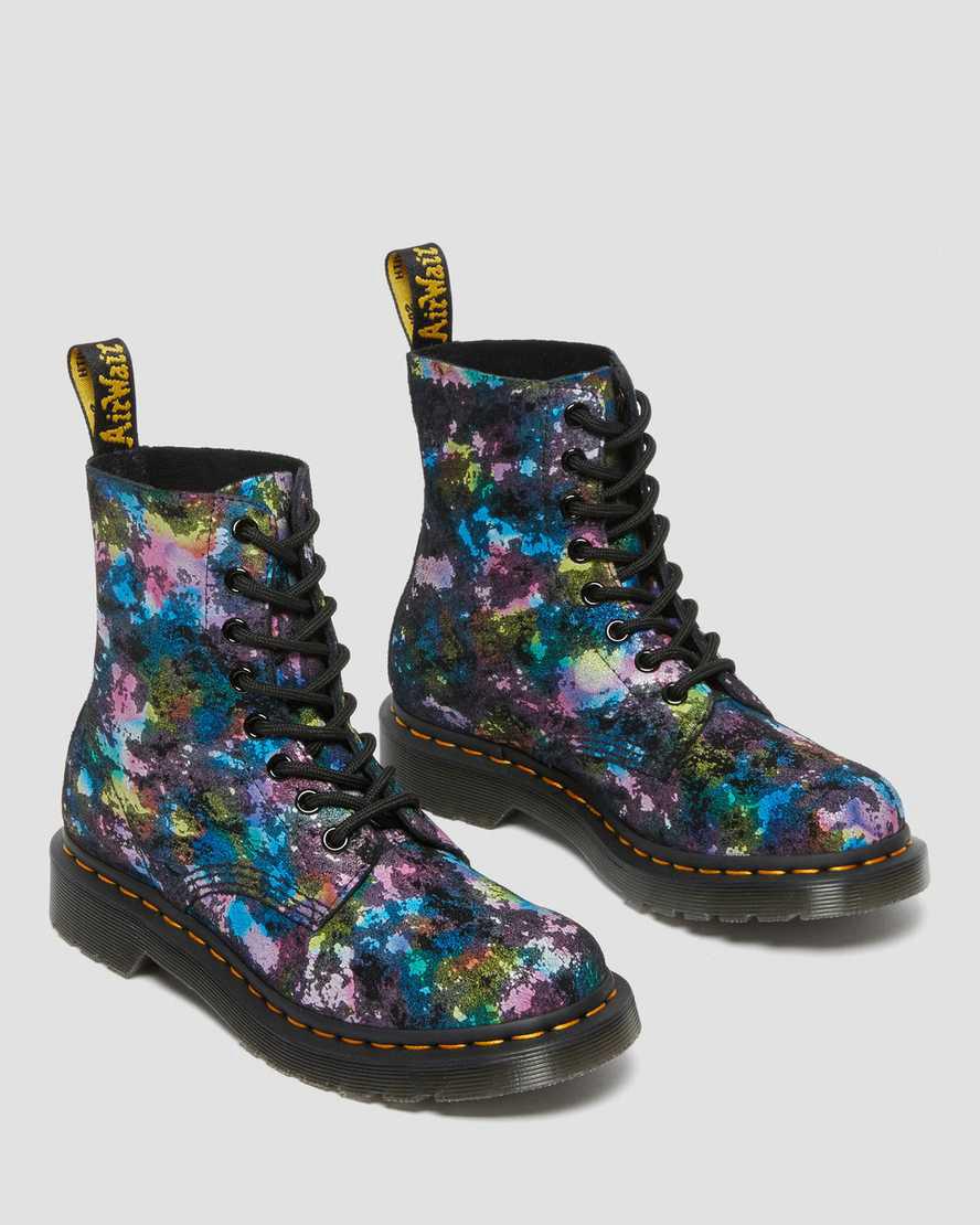 Botines Dr Martens 1460 Pascal Confetti Suede Lace Up Mujer Negras  España |  71230-NDMV
