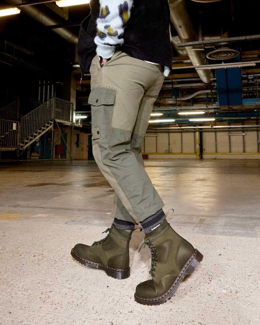 Botines Dr Martens 1460 Pascal Leather & Suede Lace Up Hombre Verde Oliva  España |  21438-BTER