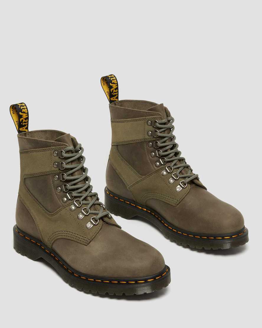 Botines Dr Martens 1460 Pascal Leather & Suede Lace Up Hombre Verde Oliva  España |  21438-BTER
