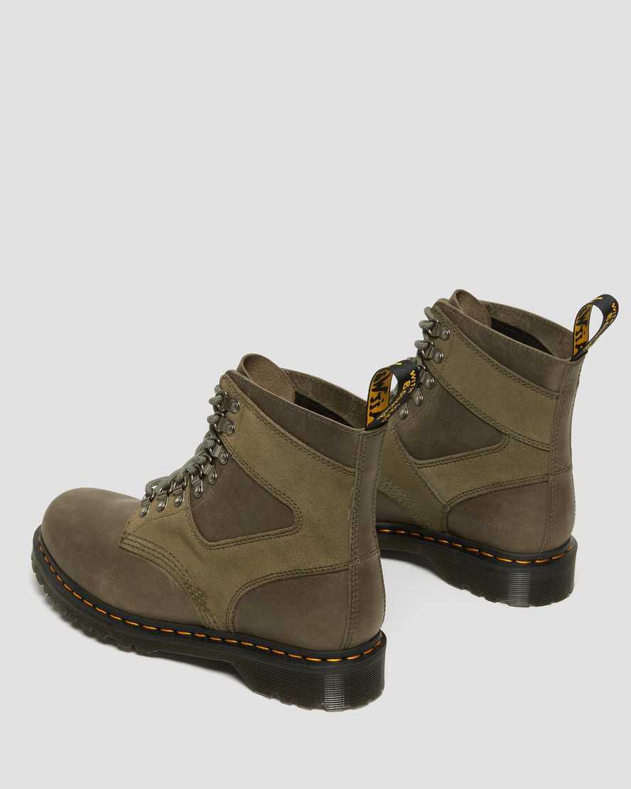 Botines Dr Martens 1460 Pascal Leather & Suede Lace Up Hombre Verde Oliva  España |  21438-BTER