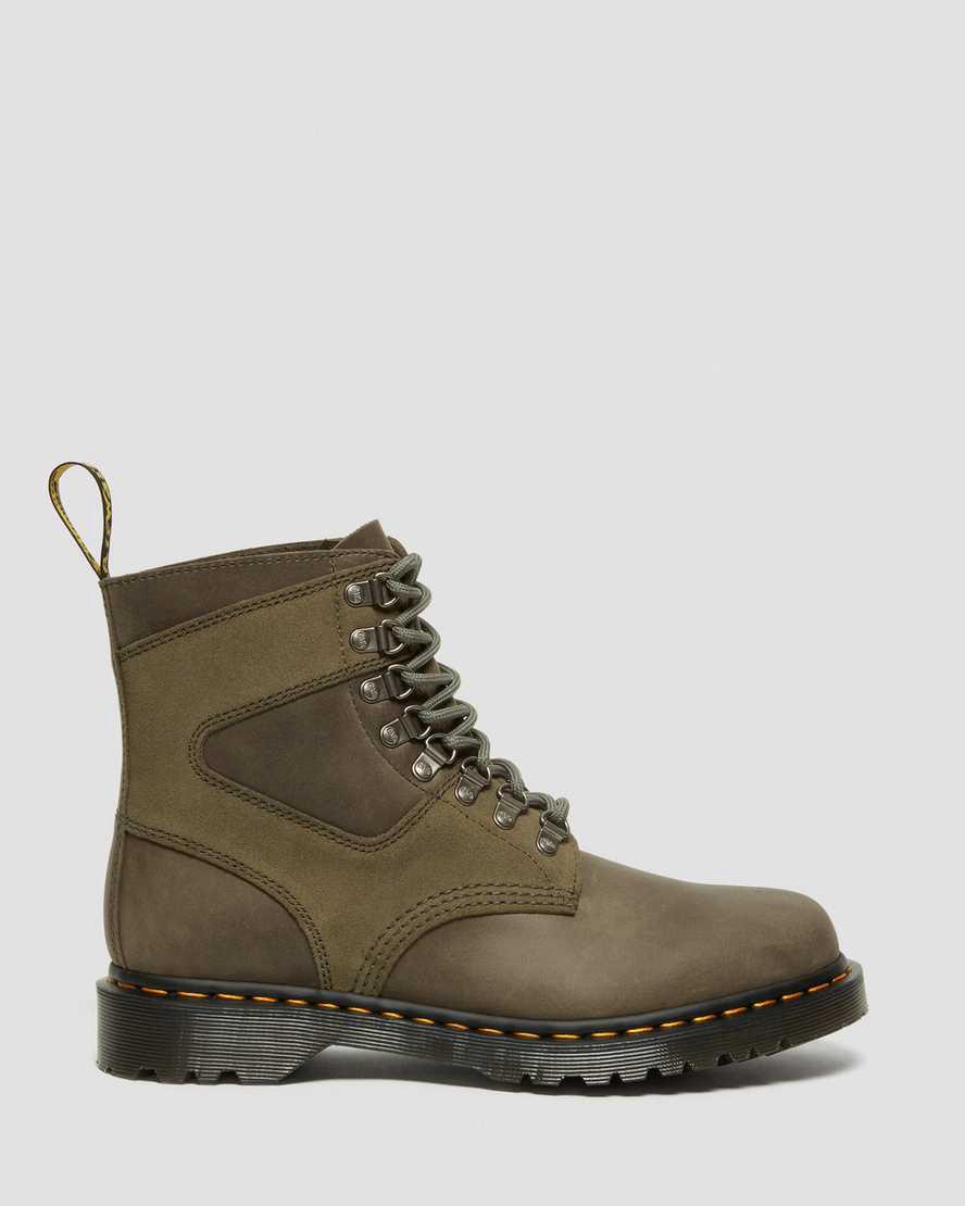 Botines Dr Martens 1460 Pascal Leather & Suede Lace Up Hombre Verde Oliva  España |  21438-BTER