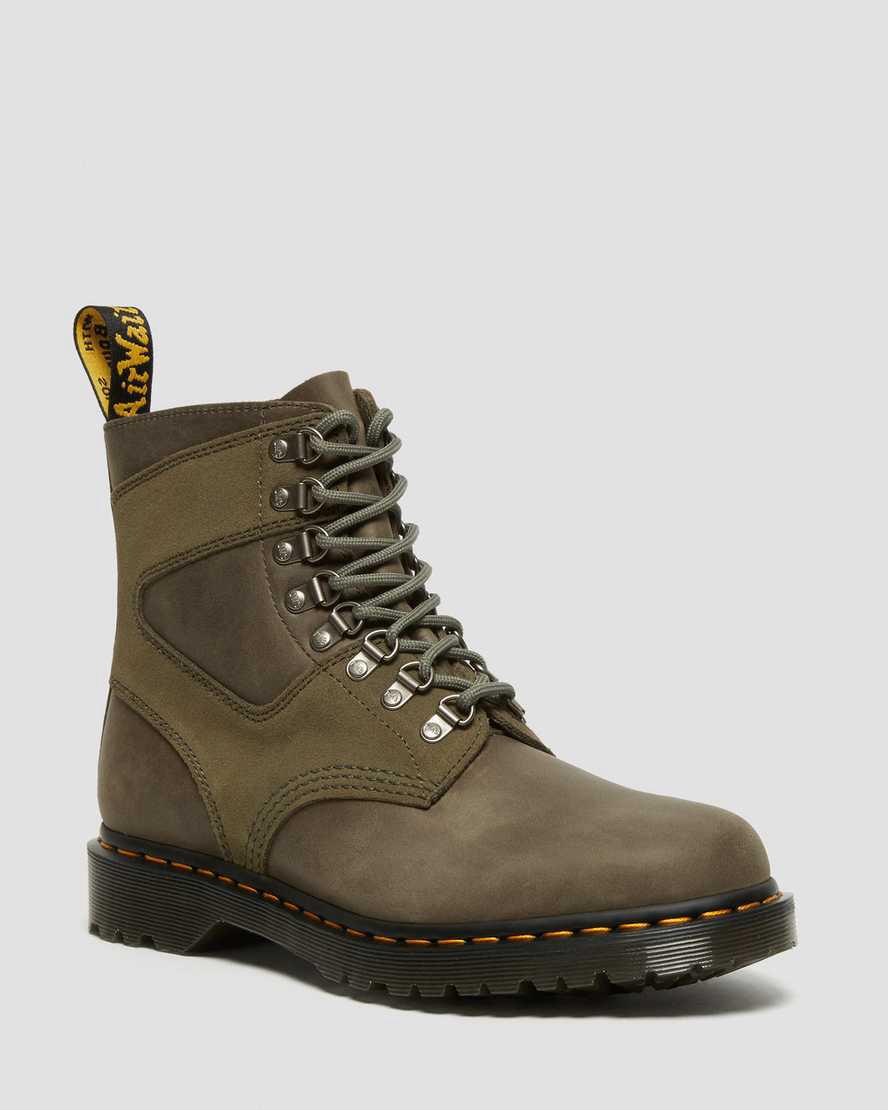 Botines Dr Martens 1460 Pascal Leather & Suede Lace Up Hombre Verde Oliva  España |  21438-BTER