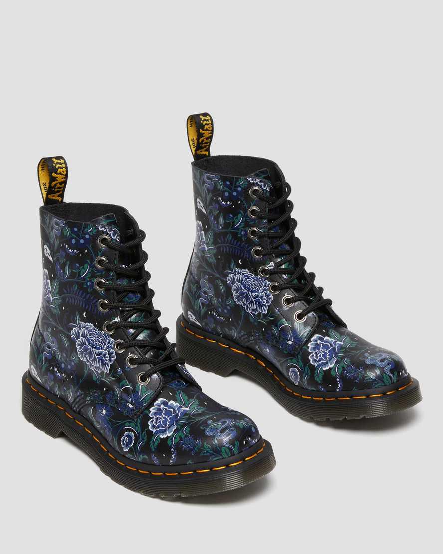 Botines Dr Martens 1460 Pascal Mystic Floral Lace Up Mujer Negras  España |  75392-HSYC