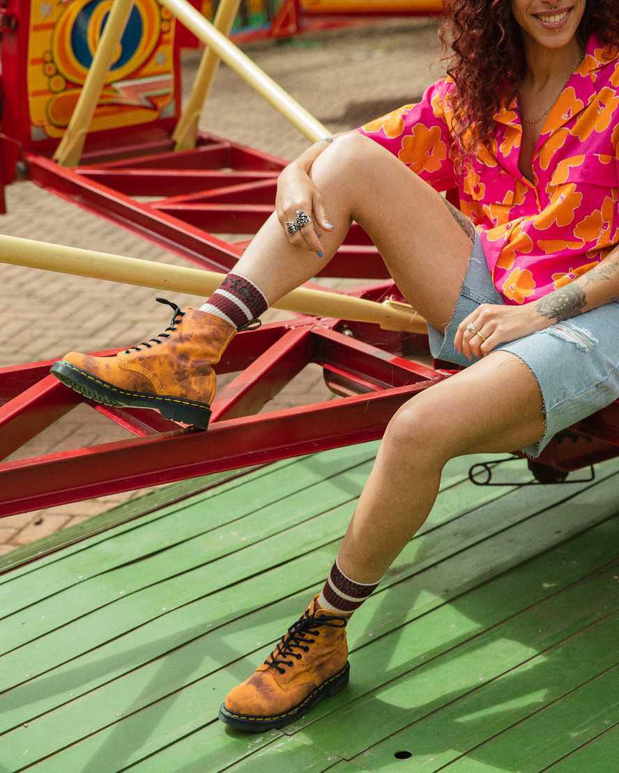 Botines Dr Martens 1460 Pascal Tie Dye Leather Lace Up Mujer Naranjas  España |  28739-KLSH