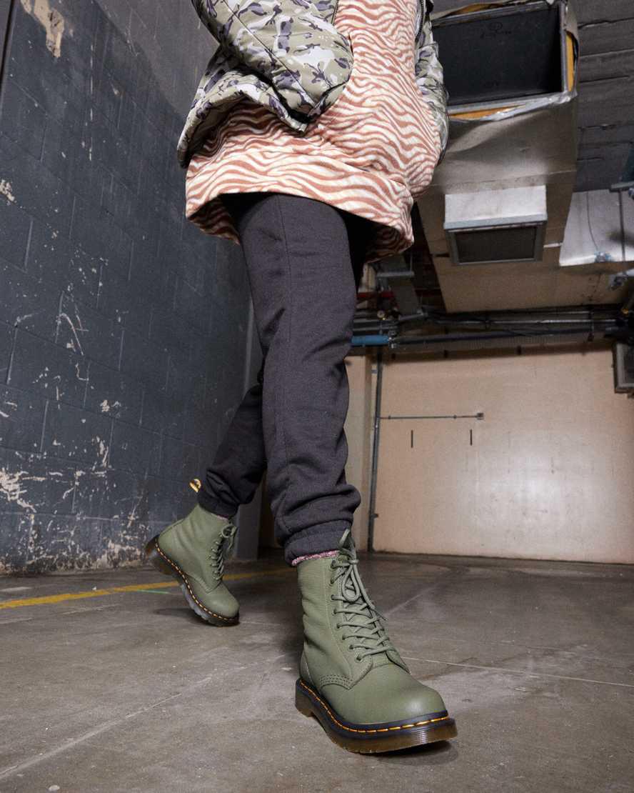 Botines Dr Martens 1460 Pascal Virginia Leather Mujer Kaki Verde  España |  69318-LRWT