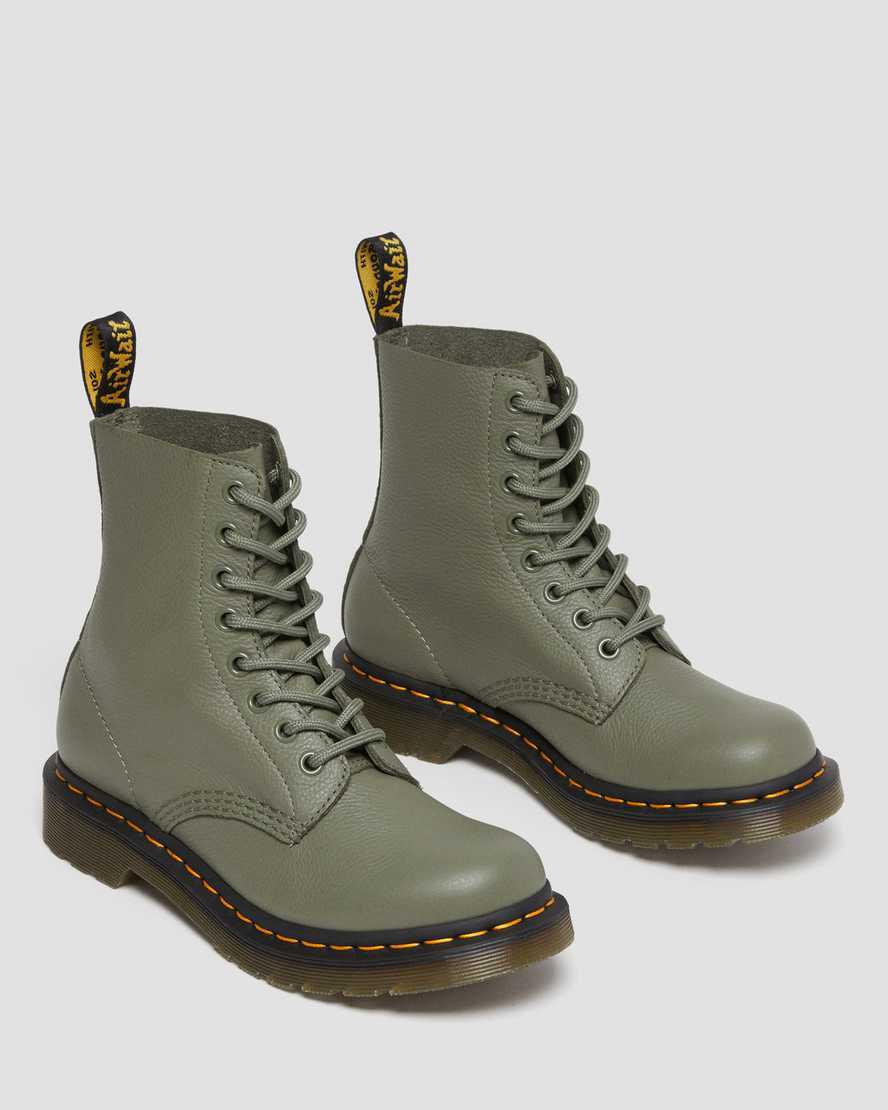 Botines Dr Martens 1460 Pascal Virginia Leather Mujer Kaki Verde  España |  69318-LRWT