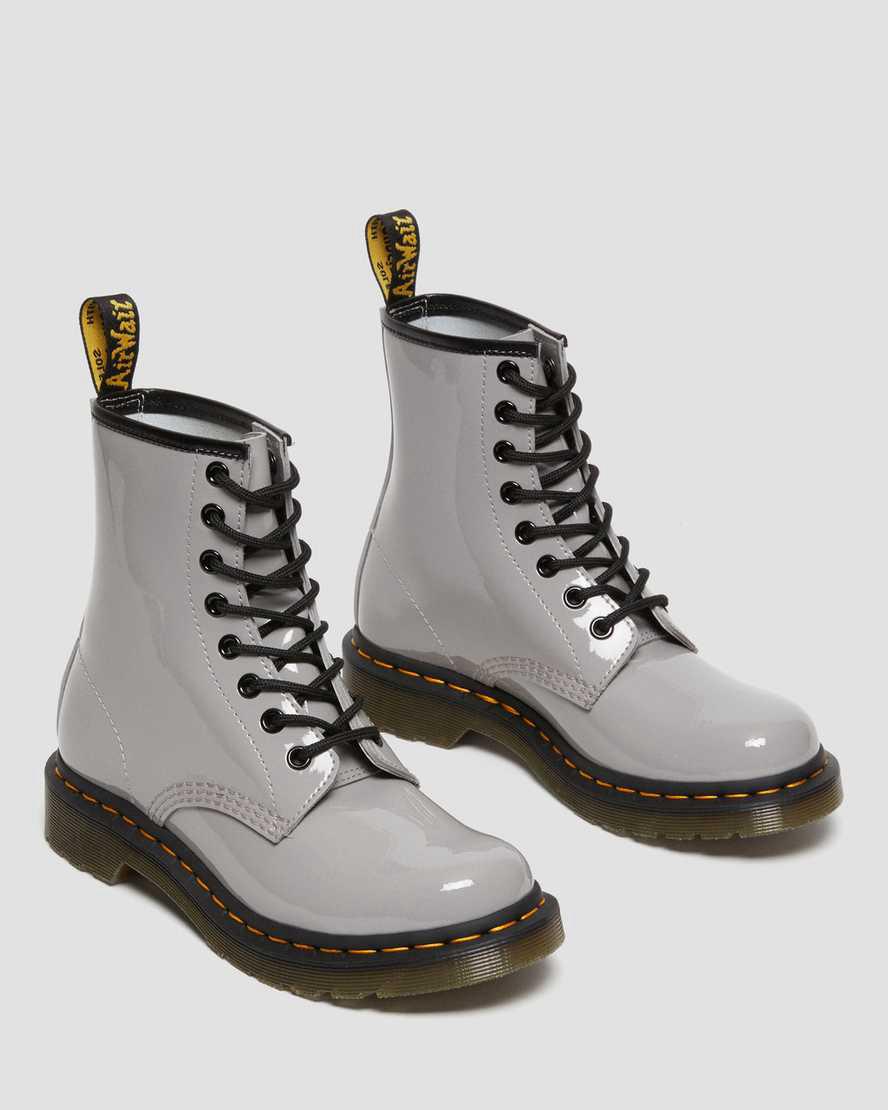 Botines Dr Martens 1460 Patent Leather Lace Up Mujer Gris  España |  30526-NJMF