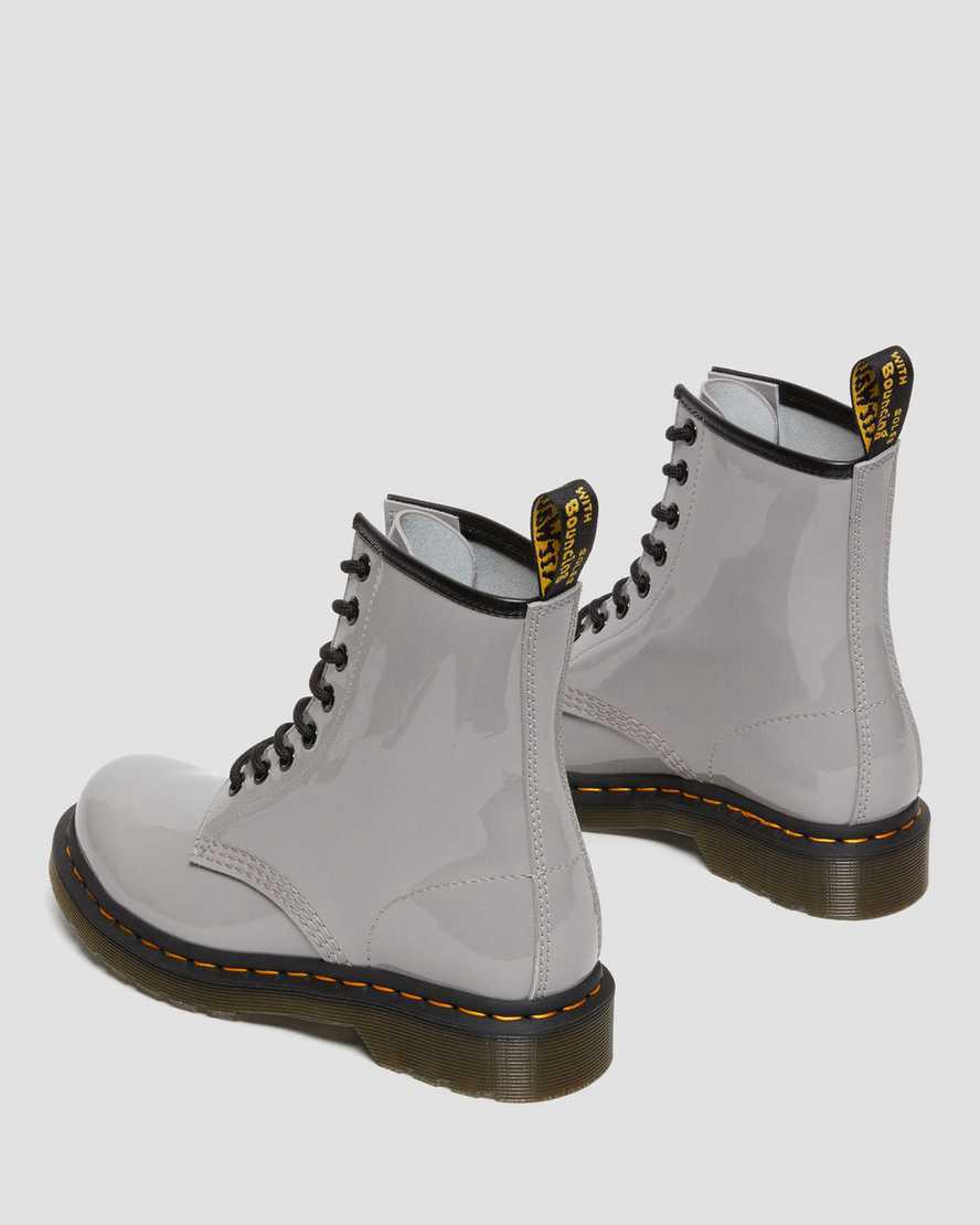 Botines Dr Martens 1460 Patent Leather Lace Up Mujer Gris  España |  30526-NJMF