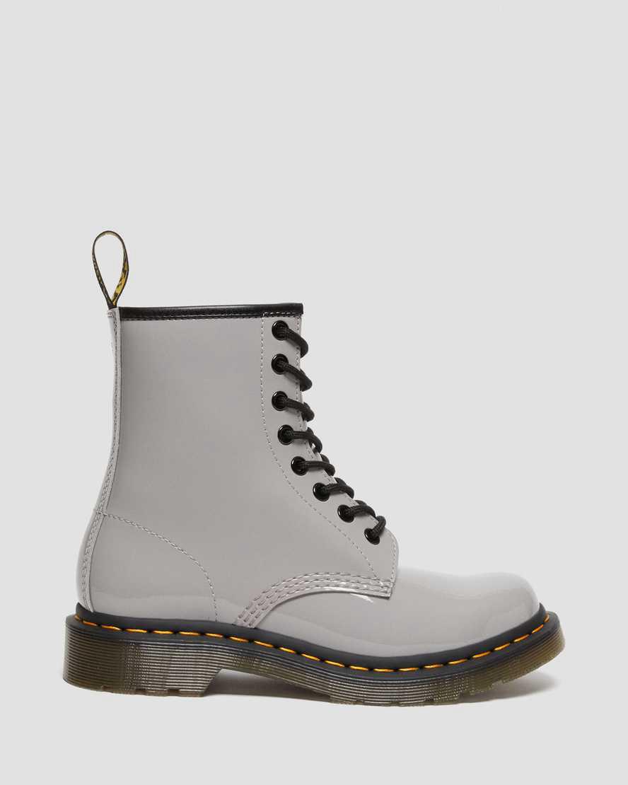 Botines Dr Martens 1460 Patent Leather Lace Up Mujer Gris  España |  30526-NJMF