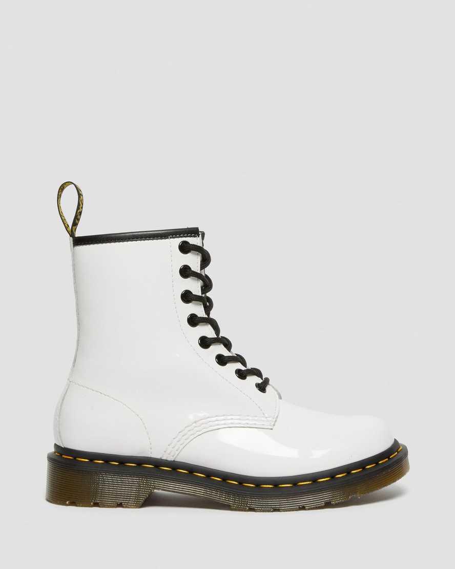 Botines Dr Martens 1460 Patent Leather Lace Up Mujer Blancas  España |  41908-DSWF