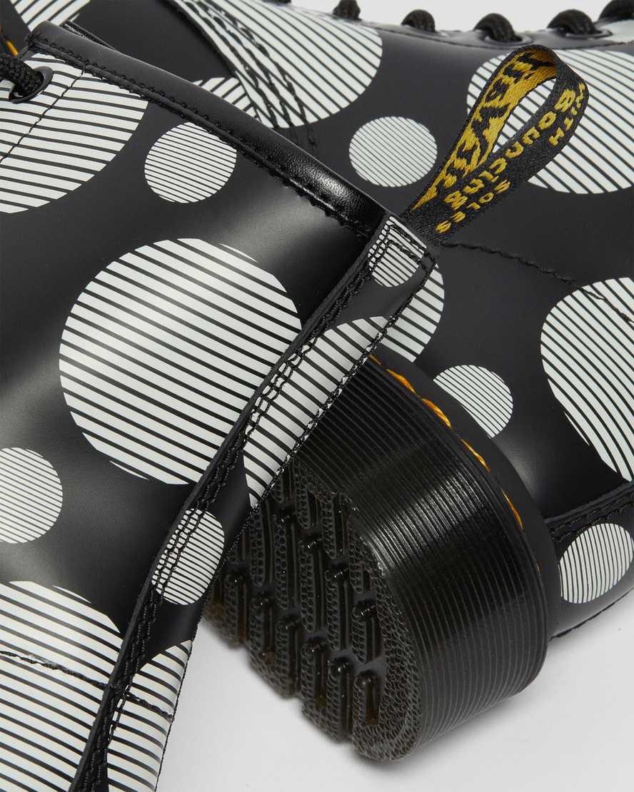 Botines Dr Martens 1460 Polka Dot Smooth Leather Lace Up Mujer Negras  España |  15749-CKGO