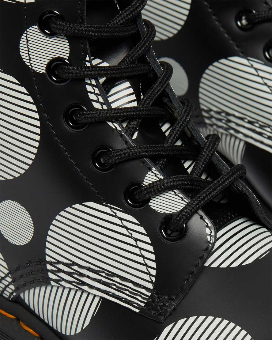 Botines Dr Martens 1460 Polka Dot Smooth Leather Lace Up Mujer Negras  España |  15749-CKGO