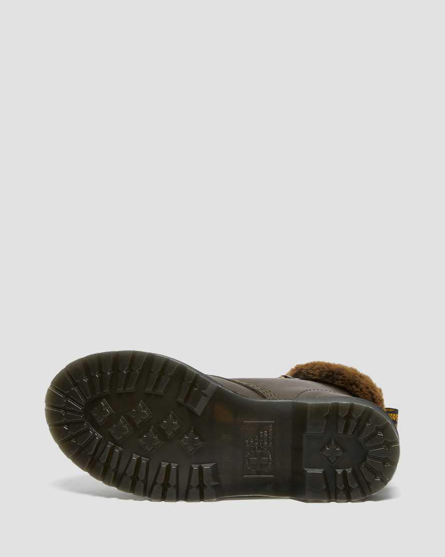 Botines Dr Martens 1460 Serena Collar Faux Fur Lined Lace Up Mujer Gris  España |  74905-GVXA