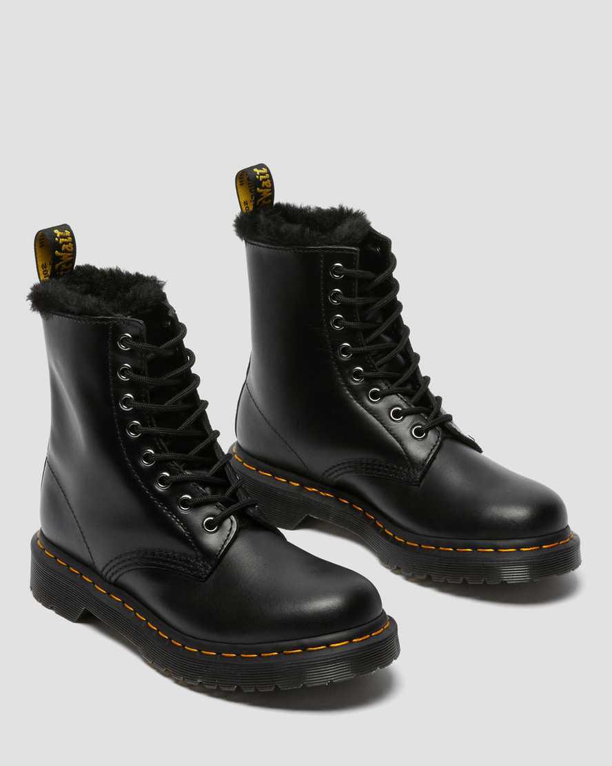 Botines Dr Martens 1460 Serena Faux Fur Lined Lace Up Mujer Gris Oscuro  España |  60914-GFRE