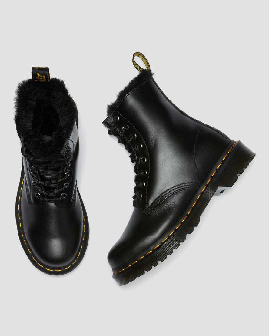 Botines Dr Martens 1460 Serena Faux Fur Lined Lace Up Mujer Gris Oscuro  España |  60914-GFRE