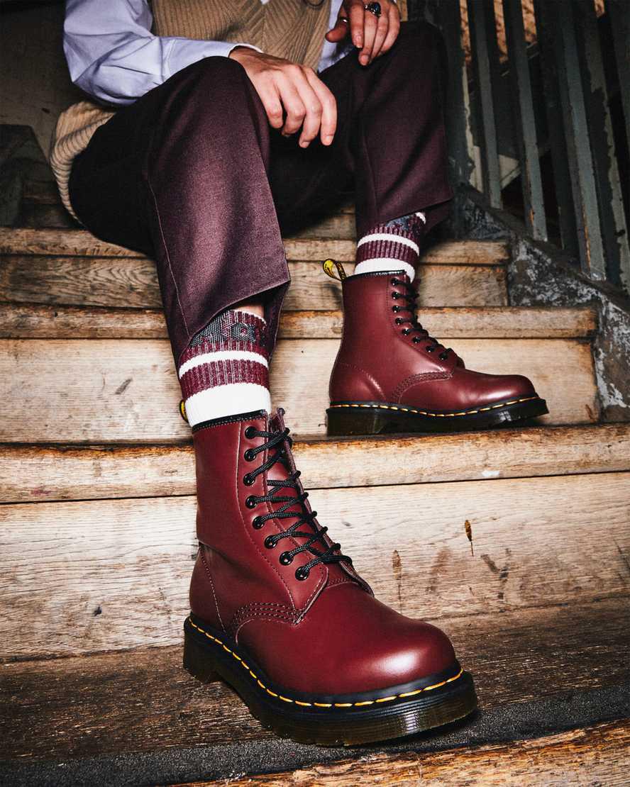 Botines Dr Martens 1460 Smooth Leather Lace Up Mujer Rojas  España |  28516-SVLT