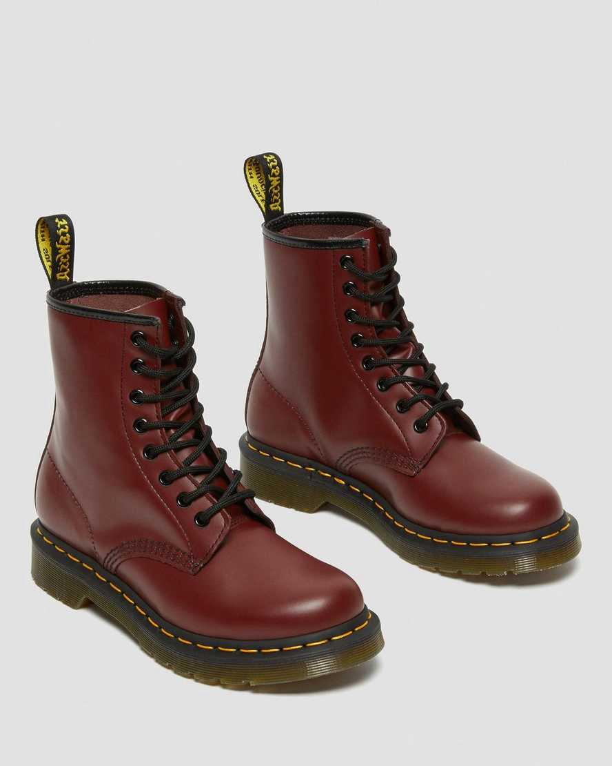 Botines Dr Martens 1460 Smooth Leather Lace Up Mujer Rojas  España |  28516-SVLT