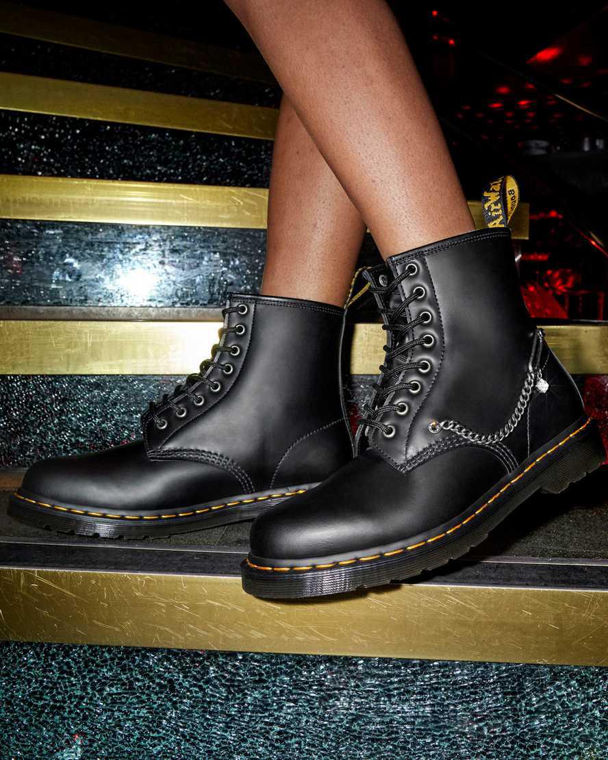 Botines Dr Martens 1460 Swarovski Leather Lace Up Mujer Negras  España |  67125-XHAK