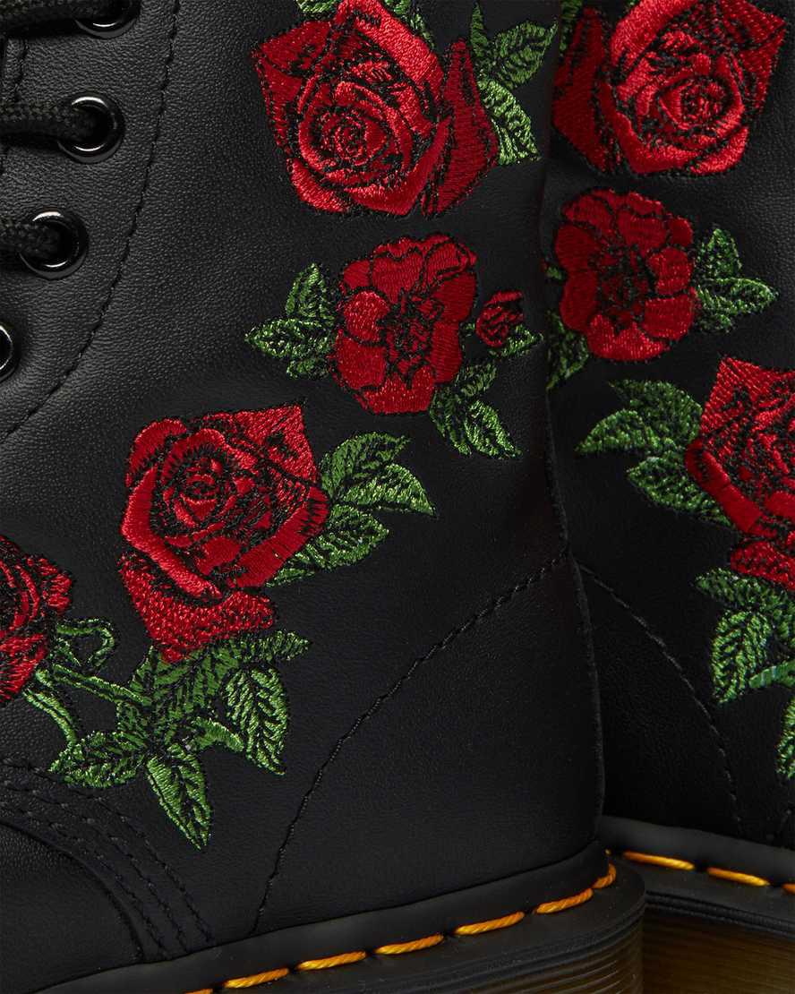 Botines Dr Martens 1460 Vonda Floral Leather Lace Up Mujer Negras  España |  67035-QRWM