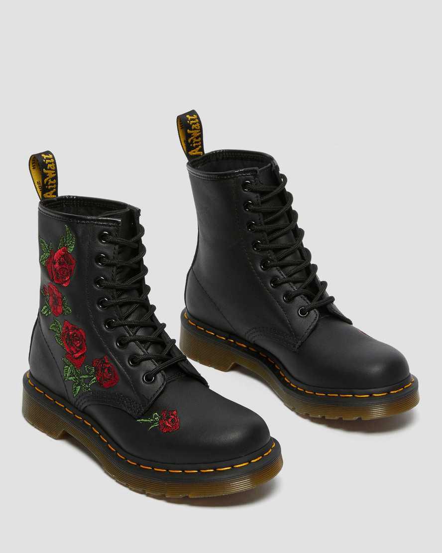 Botines Dr Martens 1460 Vonda Floral Leather Lace Up Mujer Negras  España |  67035-QRWM