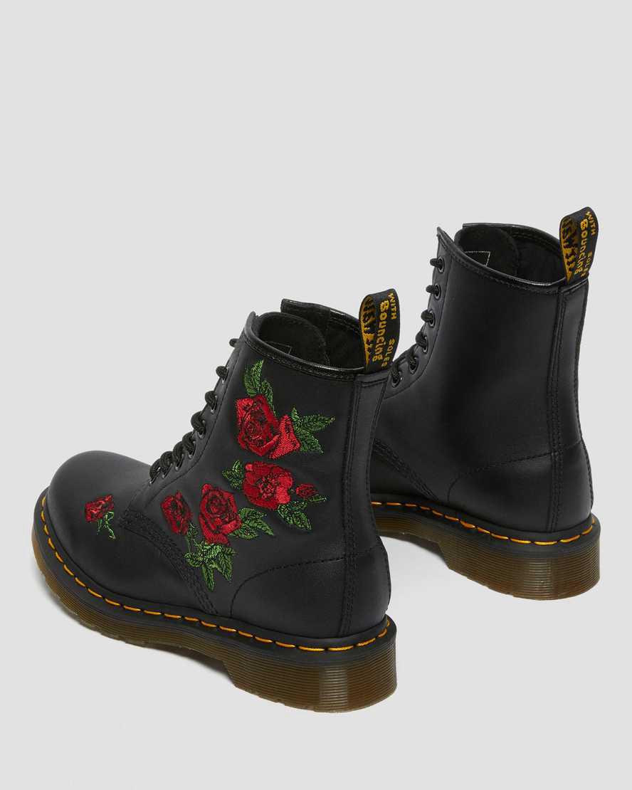 Botines Dr Martens 1460 Vonda Floral Leather Lace Up Mujer Negras  España |  67035-QRWM