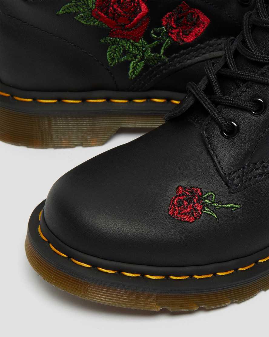 Botines Dr Martens 1460 Vonda Floral Leather Lace Up Mujer Negras  España |  67035-QRWM