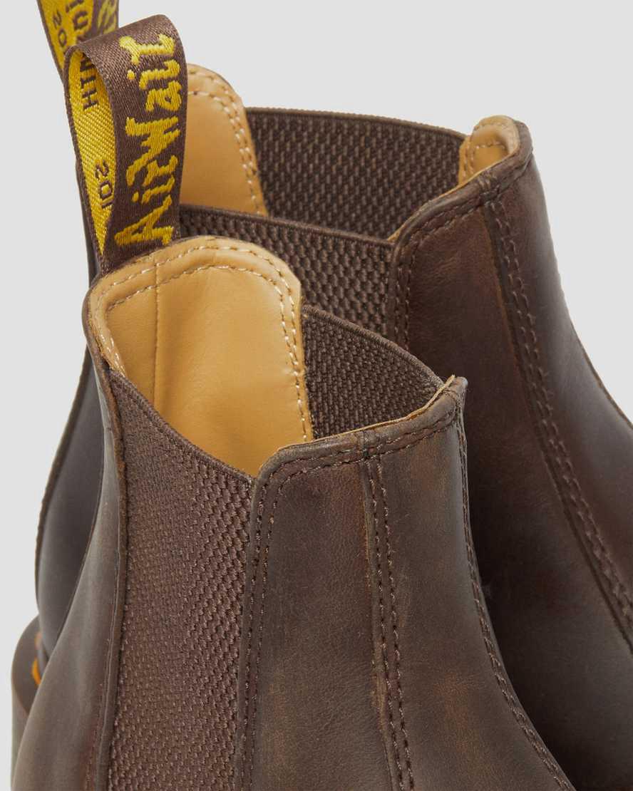 Botines Dr Martens 2976 Yellow Stitch Crazy Horse Leather Chelsea Hombre Marrones Oscuro  España |  35290-MKJW