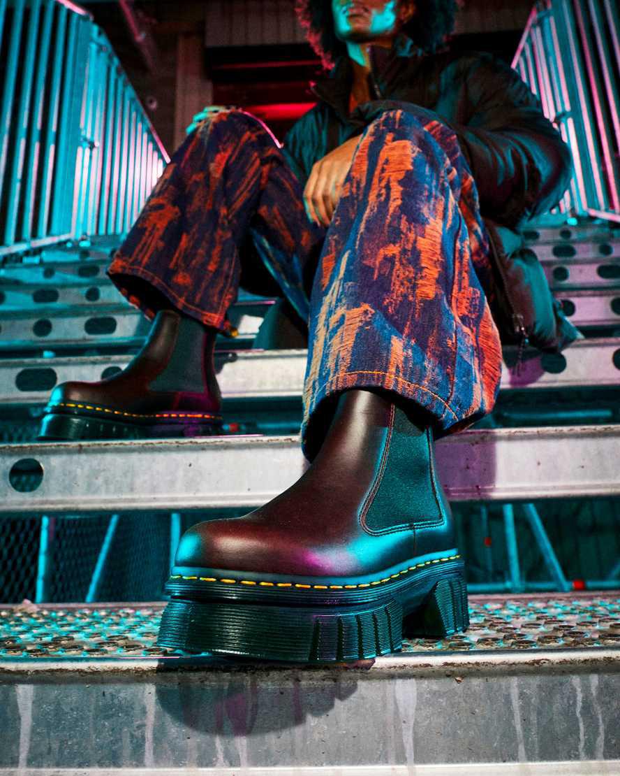 Botines Dr Martens Audrick Brando Leather Platform Chelsea Hombre Marrones  España |  14853-XHZV