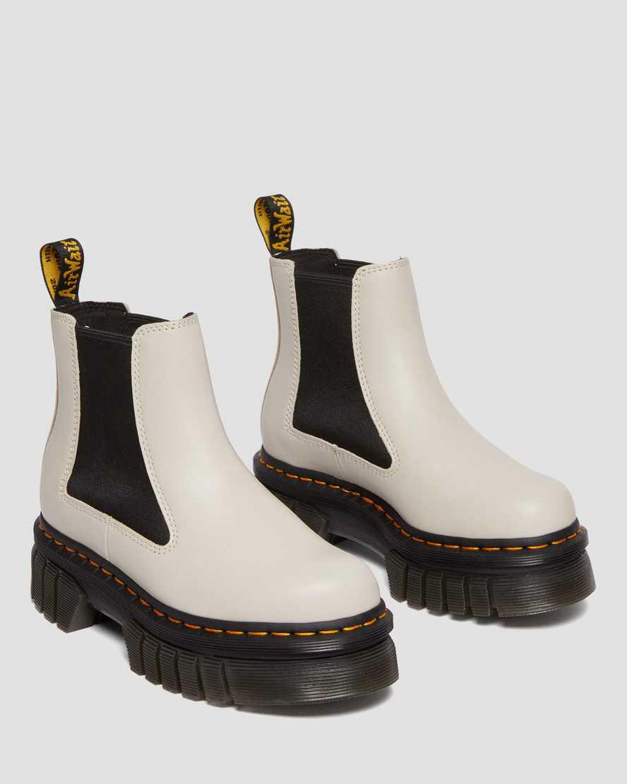 Botines Dr Martens Audrick Nappa Leather Platform Chelsea Mujer Gris  España |  75903-NYOP