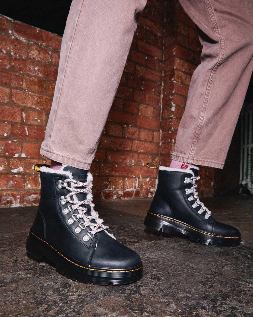 Botines Dr Martens Combs Faux Shearling Lined Mujer Negras  España |  76435-AJSE