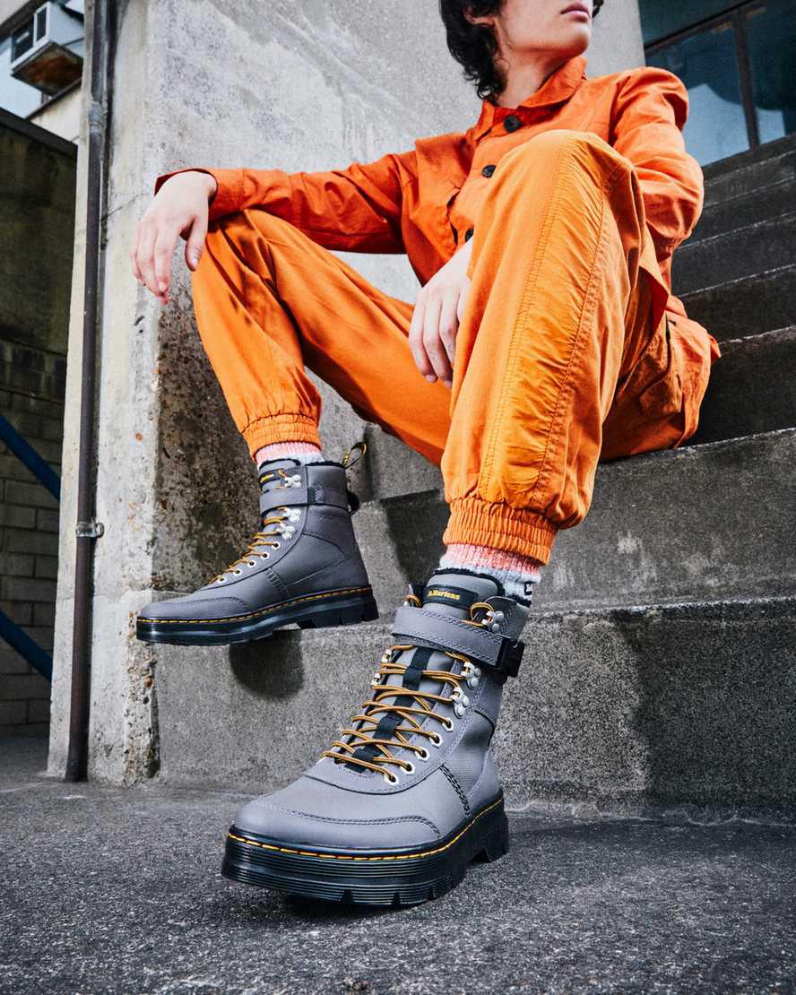 Botines Dr Martens Combs Tech Faux Fur-Lined Hombre Gris  España |  54368-ETVS