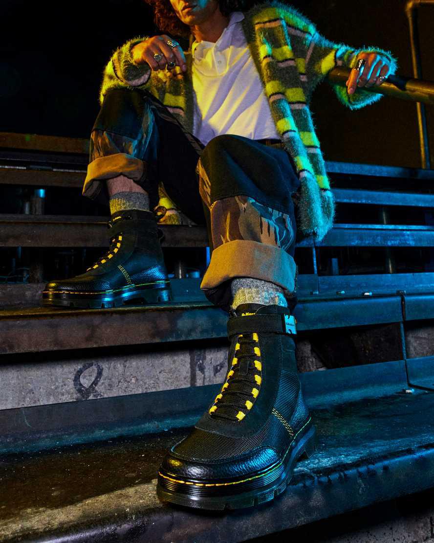 Botines Dr Martens Combs Tech Milled Nappa & Suede Mujer Negras  España |  20413-QWHR