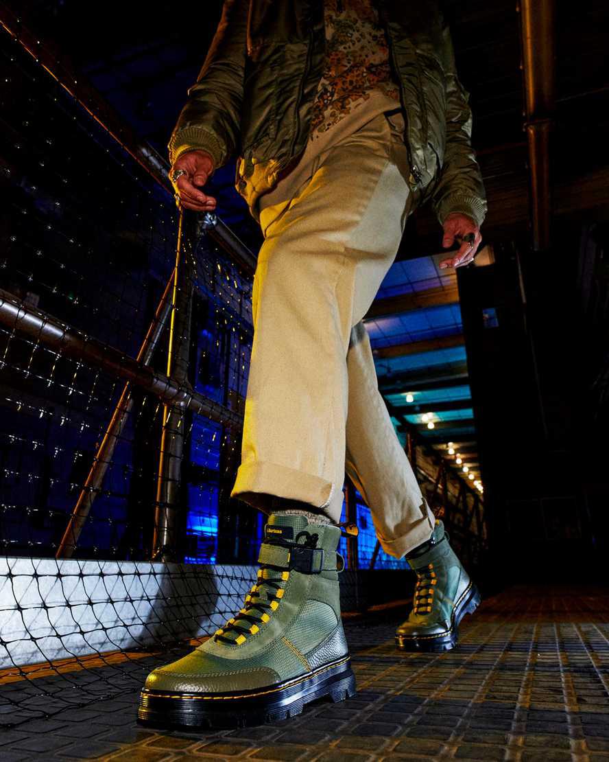 Botines Dr Martens Combs Tech Milled Nappa & Suede Mujer Kaki Verde  España |  62108-RYJV