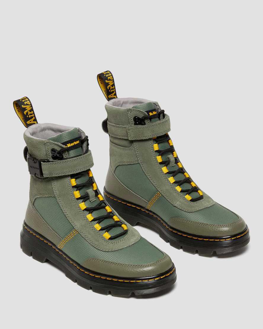 Botines Dr Martens Combs Tech Milled Nappa & Suede Mujer Kaki Verde  España |  62108-RYJV