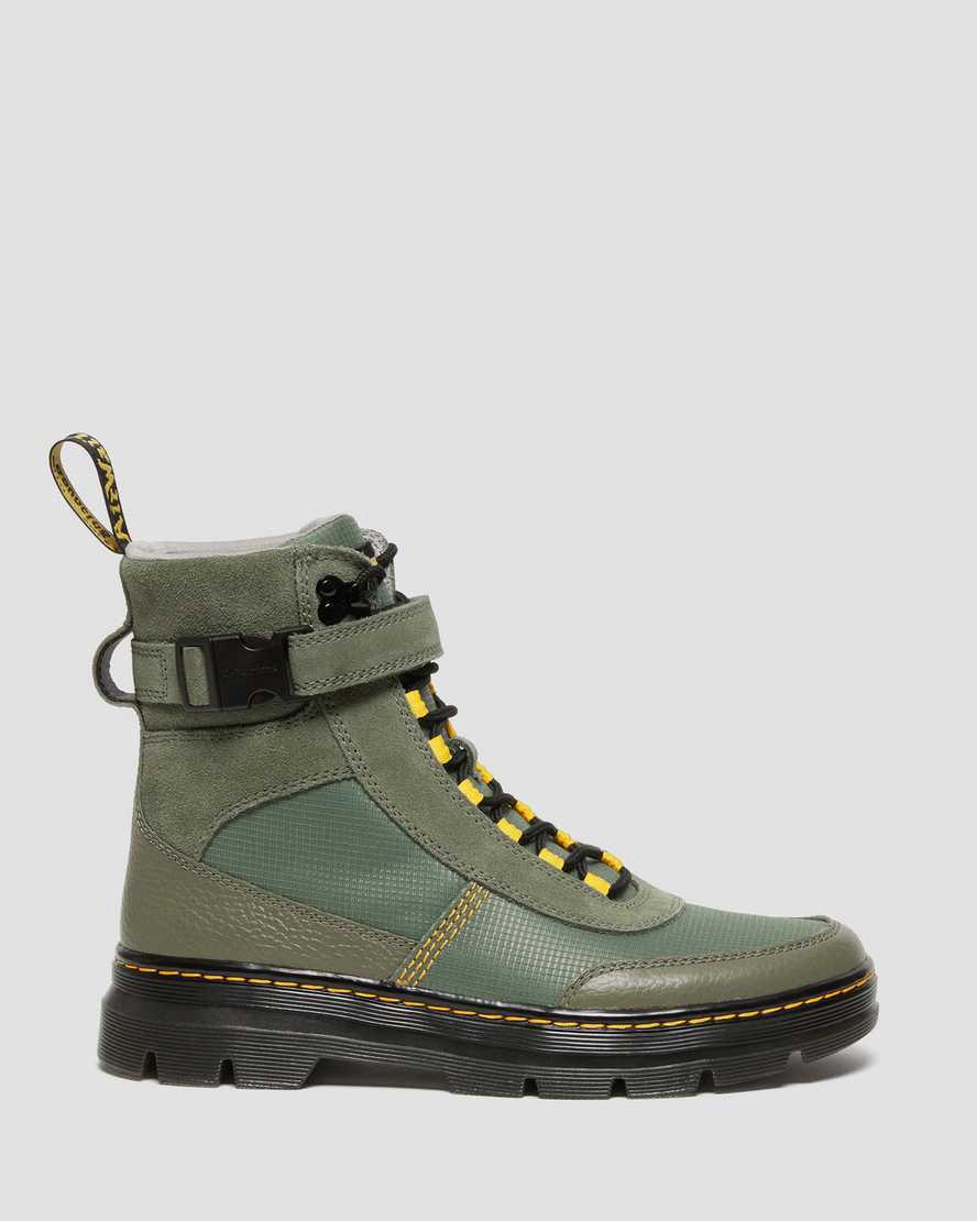 Botines Dr Martens Combs Tech Milled Nappa & Suede Mujer Kaki Verde  España |  62108-RYJV