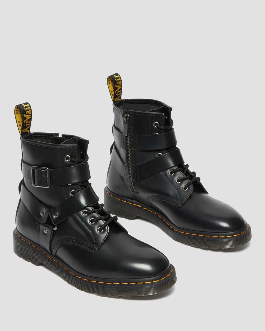 Botines Dr Martens Cristofor Leather Harness Lace Up Mujer Negras  España |  58673-YMXO
