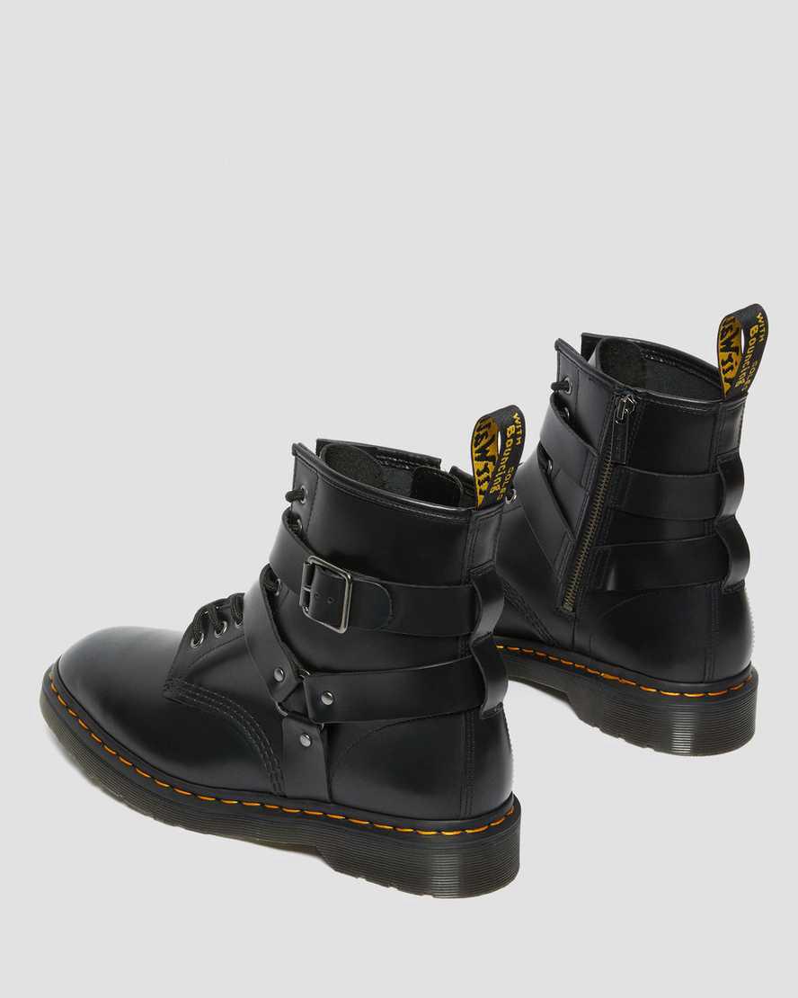 Botines Dr Martens Cristofor Leather Harness Lace Up Mujer Negras  España |  58673-YMXO