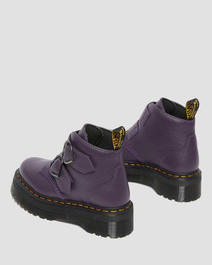 Botines Dr Martens Devon Heart Leather Platform Mujer Blackcurrant  España |  30682-VOAM