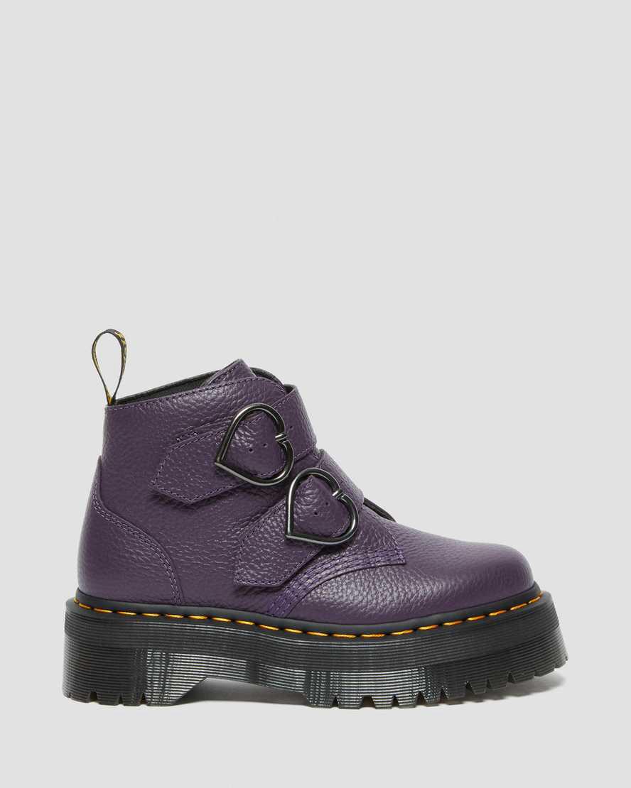 Botines Dr Martens Devon Heart Leather Platform Mujer Blackcurrant  España |  30682-VOAM
