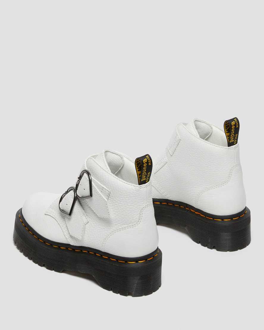 Botines Dr Martens Devon Heart Leather Platform Mujer Blancas  España |  85076-LNXI