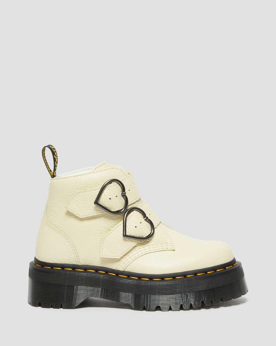 Botines Dr Martens Devon Heart Leather Platform Mujer Marrones Creme  España |  92805-BAEH