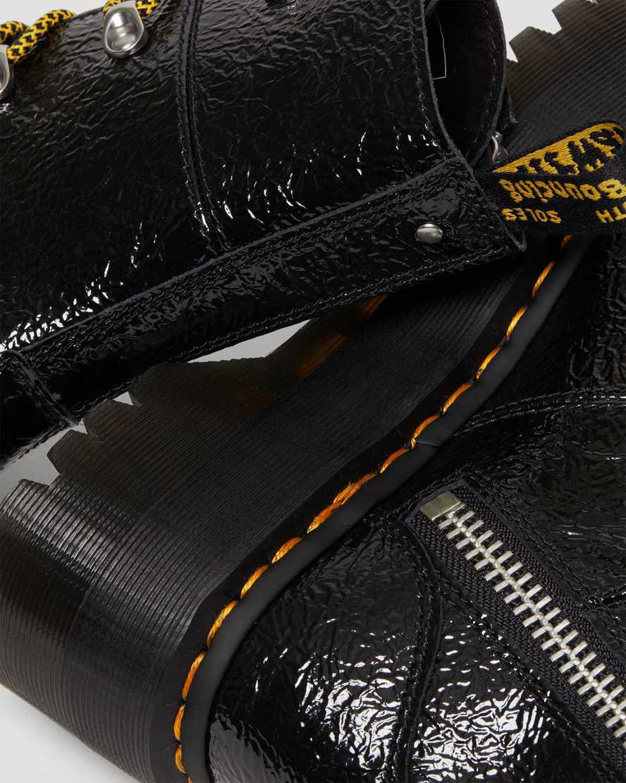 Botines Dr Martens Ghilana Max Distressed Patent Leather Platform Mujer Negras  España |  64052-TFDX