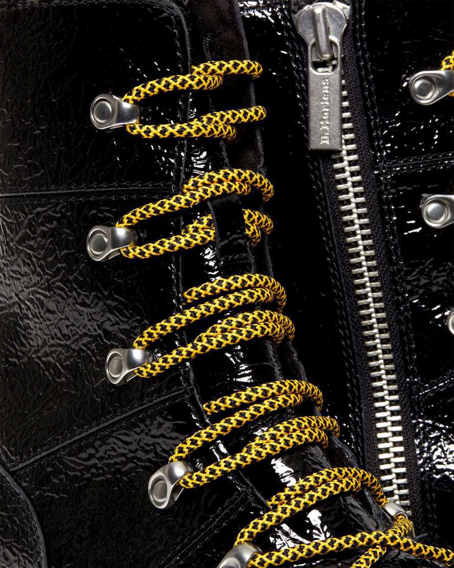 Botines Dr Martens Ghilana Max Distressed Patent Leather Platform Mujer Negras  España |  64052-TFDX