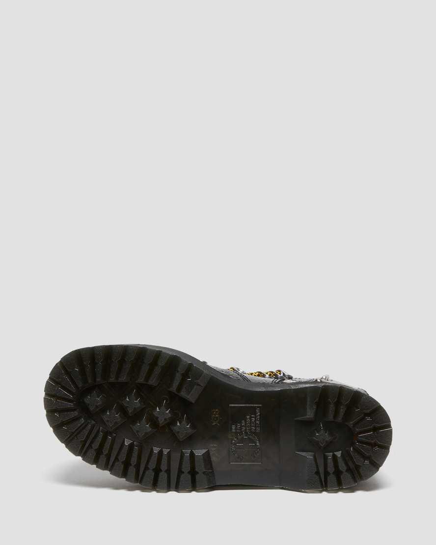 Botines Dr Martens Ghilana Max Distressed Patent Leather Platform Mujer Negras  España |  64052-TFDX