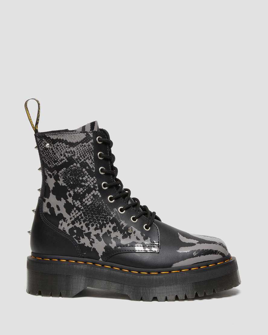 Botines Dr Martens Jadon Boot Animal Clash Leather Platforms Mujer Black/Grey Backhand  España |  24591-ULPB