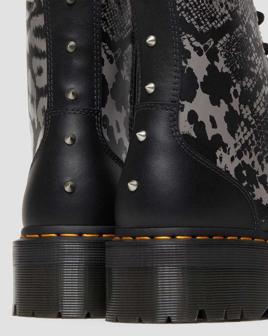 Botines Dr Martens Jadon Boot Animal Clash Leather Platforms Mujer Black/Grey Backhand  España |  24591-ULPB